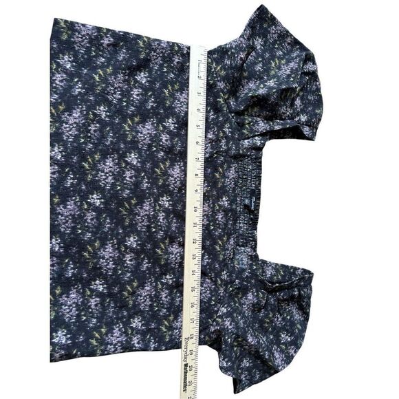 Madewell Hopewell Puff Sleeve Crop Top size L in Blurred Ikat - Picture 5 of 9